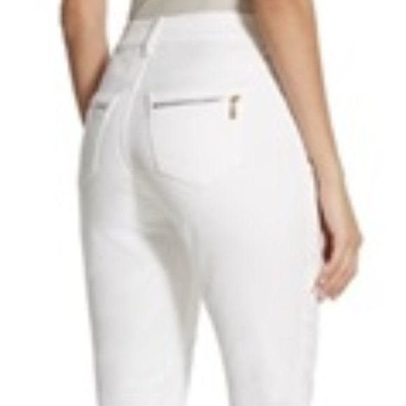 Chico’s Black Label white jeans/gold zippers on pockets in back/front size .05 - Picture 7 of 15